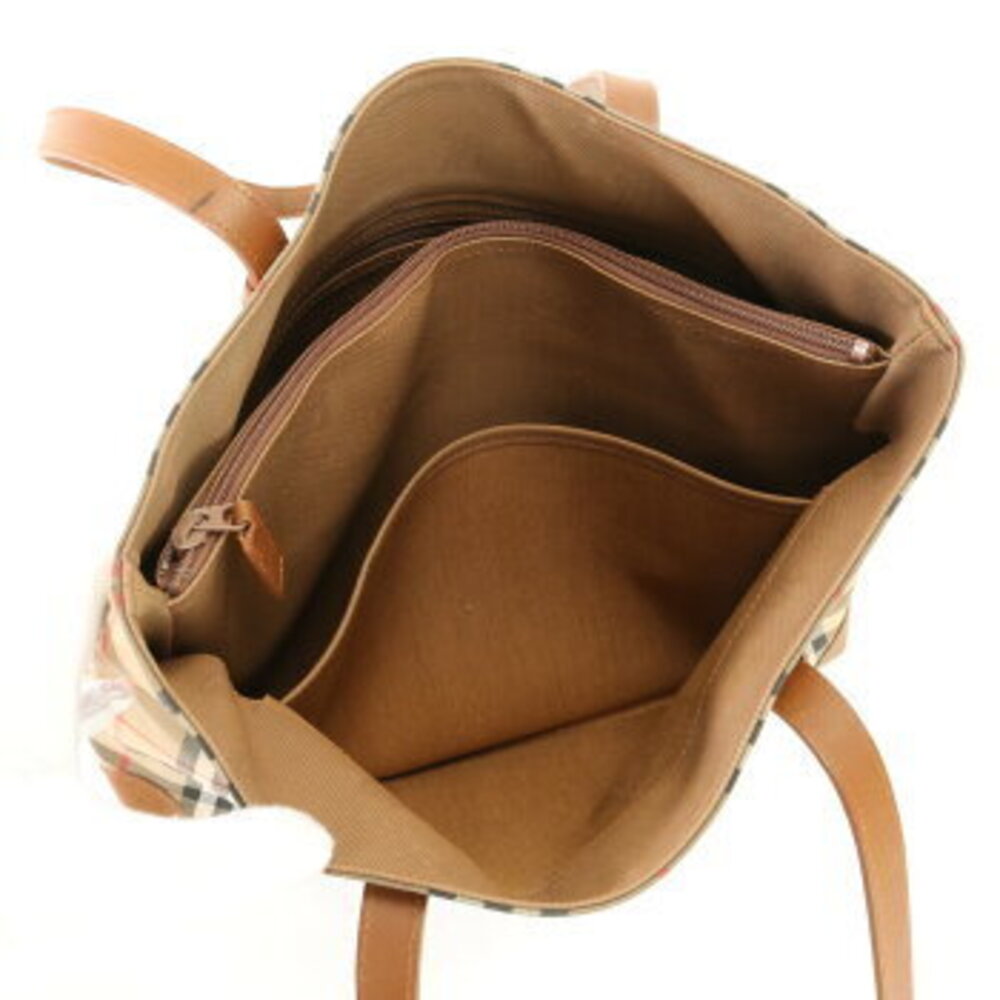 Burberry Nova check horse logo leather tote bag shoulder business document brown - Picture 12 of 14
